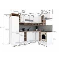 Bucatarie de Colt COSSY NEW 180-250 DR., Wenge / Decor 0164